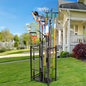 Étagère de rangement pour outils de jardin en fer à 3 niveaux avec pieds réglables pour équipement de nettoyage de jardin - Product Image 3