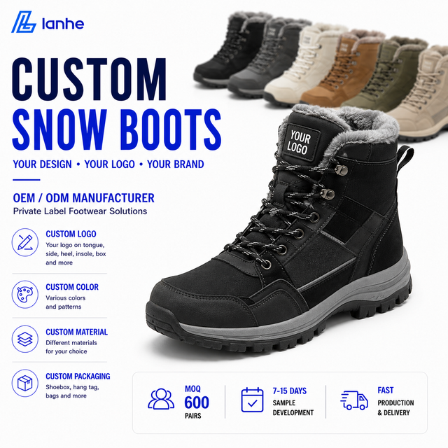 Snow Boots Winter Insulated Waterproof Anti slip Thick Sole Warm Lining Durable Outdoor Boots OEM ODM Private Label