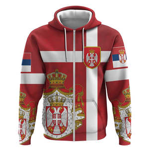 Sweat à capuche zippé Fabricant imprimé sur <span class=keywords><strong>Deman</strong></span> Serbie Mascotte Imprimé Serbie Mascotte Zipper Jacket Heavyweight Hoodie Hommes Pull - Product Image 5