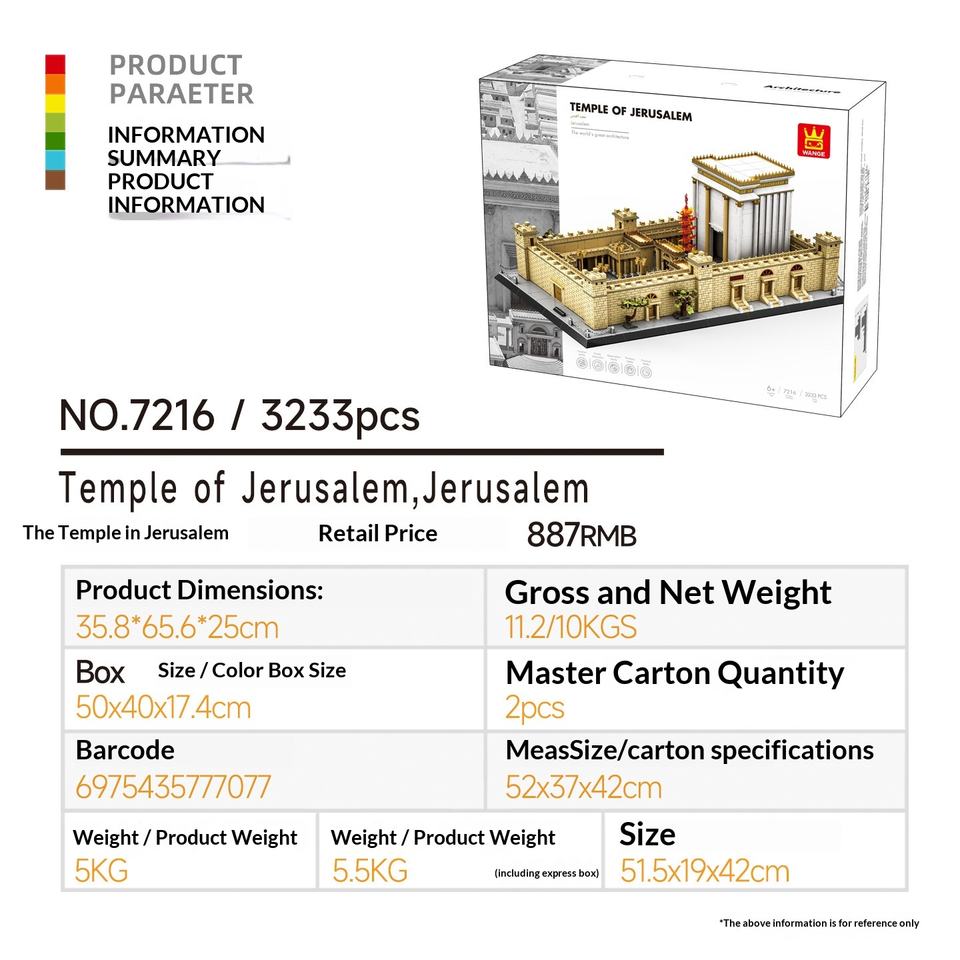 Wangge 7216 Plastic ABS Jerusalem Temple Compatible Small Particle ...