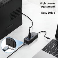 Hub USB Ekspansi Pabrik 5Gbps Transfer Data Kecepatan Tinggi 4 Port Tipe-C USB3.0 dengan Port Daya DC5V