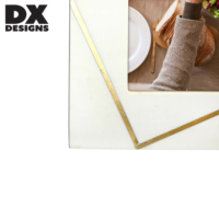 Bingkai Foto Kayu DX Designs dengan Inlay Geometris Emas 4x6 5x7 8x10 Inch, Dekorasi Rumah, Pernikahan, Pajangan Seni, Hadiah, Kamar Tidur, Kantor