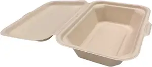 Embalaje de concha blanca biodegradable, pulpa de papel de caña de azúcar, papel para llevar, pulpa de papel moldeada para almuerzo, contenedor de comida de bagazo