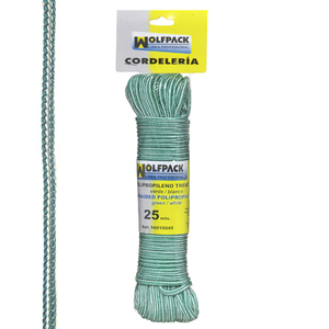 Corda intrecciata in polipropilene bianco/verde (lunghezza 25 m) - Product Image 1