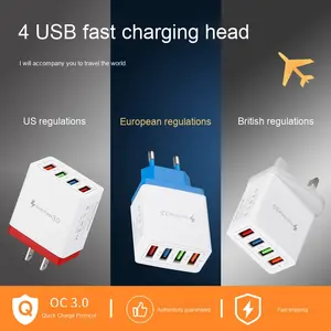 Cargador inteligente QC3.0 4USB, multipuerto 3A, cabezal de carga rápida, adaptador de teléfono móvil de tendencia para <span class=keywords><strong>Dodge</strong></span> Charger, labio frontal - Product Image 4