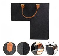 Panier à linge pliable rectangulaire en feutre écologique et durable, organisateur de bureau noir avec poignées en cuir