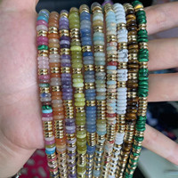 Collier ras du cou en pierres semi-précieuses naturelles colorées, perles multicolores, style frisbee, fait main, plusieurs couleurs au choix, colliers de mode perlés