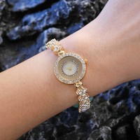 Jam Tangan Quartz Model Gelang Wanita Bertabur Berlian Penuh, Ramah Lingkungan, Fashion Lintas Batas, Produk Terlaris Perdagangan Luar Negeri