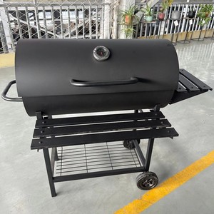 Heavy Duty Charcoal BBQ Grill with Adjustable Height Barrel Smoker Outdoor Trolley <strong>Barbecue</strong> Grill for Backyard Party - Product Image 2