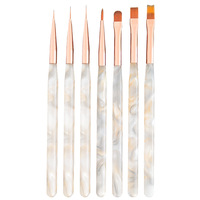 Ensemble de 7 pinceaux à ongles en acrylique avec incrustations dorées, sans traces de pinceaux, pour des traçages délicats, pinceaux de manucure pour salon