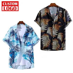 Kemeja Hawaii pria dan wanita, gaun liburan kasual kain rajut berkelanjutan dan bersirkulasi, desain baru untuk pria dan wanita