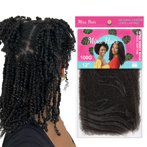 Extensions de Cheveux <span class=keywords><strong>Synthétiques</strong></span> Afro Kinky en Vrac de 12 Pouces, Doux et Naturels, pour Tresses, Crochets, Dreadlocks, Yanky Twist et Locs - Product Image 1