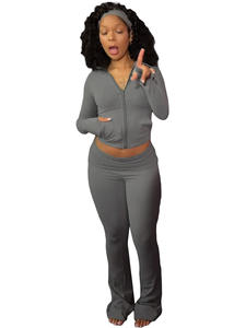 سراويل نسائية خريفية بشعار مخصص للإبهام سروال طويل الخصر مع عصابة رأس بدلة رياضية لليوجا طقم من 3 قطع للنساء - Product Image 3