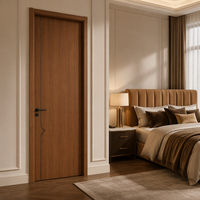 Portes intérieures modernes en bois massif avec isolation acoustique pour chambre et cuisine - Porte d'hôtel en panneau composite noyer foncé
