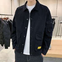 Jaket pakaian kerja pria Retro trendi merek, jaket musim gugur kancing depan musim semi kasual ODM kerah reversibel desain baru dengan gaya Amerika