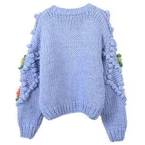 Suéteres de Moda Personalizados OEM/ODM, Suéteres <span class=keywords><strong>Vintage</strong></span> Divertidos Hechos a Mano con Flores, Suéteres Dulces para <span class=keywords><strong>Mujer</strong></span> con Cuello Redondo, Cierre de Botón, Manga Larga - Product Image 3