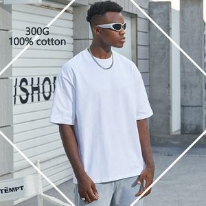 Camiseta de gran tamaño de algodón pesado de 300g para hombre, ropa cuadrada de punto con estampado de algodón 100% personalizado de alta calidad - Product Image 3