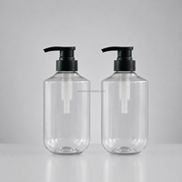 Bouteilles distributrices Boston en PET de 500 ml, vides, transparentes, pour shampoing, après-shampoing, lotion corporelle, avec pompe noire pour hôtel