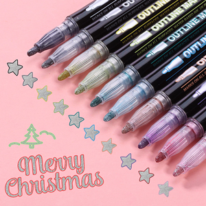 ชุดปากกาเมทัลลิกกลิตเตอร์สีสันสดใส 48 สี ปากกาคอนทัวร์แบบเส้นคู่พิเศษ ปากกาไฮไลท์เรืองแสง ผลิตจากพลาสติกทนทาน - Product Image 4