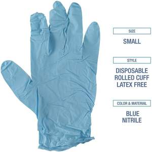 Gants d'examen en nitrile bleus Boardwalk, sans poudre, épaisseur 5 mil, longueur 9,5 po, 100/boîte, gants de sécurité jetables - Product Image 1