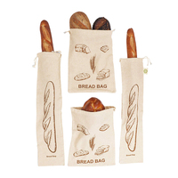Sac à pain en coton biologique et en lin, avec cordon de rangement, personnalisé, réutilisable, 100% biologique