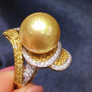 Anillo de Plata de Ley S925 para Mujer con Perla Dorada de 11-12 mm, Diseño de Boca Viva Microimpecable, Regalo Popular en Xiaohongshu - Product Image 3