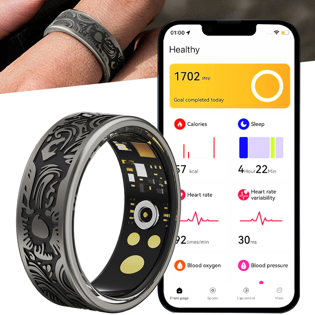 Smart Ring Factory With Blood Oxygen Heart Rate Monitor Sleep Tracking Fitness Tracker Carbon Fiber Design Customizable