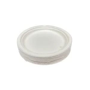 Platos de papel de catering Plato de caña de azúcar desechable Platos de bagazo blanco extra fuertes ecológicos