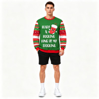 Sweat-shirt à col rond pour homme personnalisé avec impression intégrale par sublimation pour les fêtes de Noël