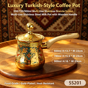 Cafetière turque élégante en acier inoxydable de haute qualité avec poignée, ensemble durable et résistant à la chaleur pour restaurant, <span class=keywords><strong>café</strong></span>, hôtel, maison - Product Image 3