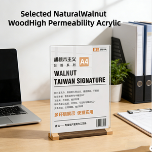 Espositore Verticale a T Personalizzato Premium Portatile per Ristoranti Negozi Uffici Hotel Base in Legno Porta-Insegne in Acrilico - Product Image 3