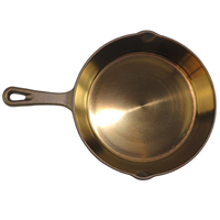 Poêle en fonte dorée polie de 25 cm avec deux becs verseurs pour cuisson à haute température et friture