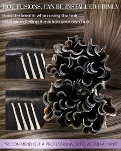 Extensions de cheveux humains Remy à pointe en U, ondulations profondes lâches, Yaki, fusion à chaud, balayage brun <span class=keywords><strong>foncé</strong></span>/<span class=keywords><strong>cendré</strong></span>, 50g, 22 pouces - Product Image 3