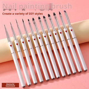 Ensemble de pinceaux pour nail art avec manche métallique, stylo liner, logo personnalisé OEM ODM, pinceaux professionnels pour la manucure et la peinture des ongles en salon - Product Image 2