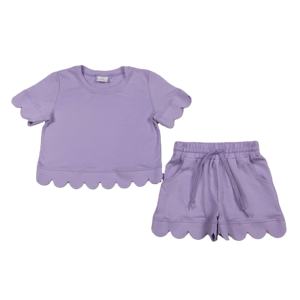 Conjuntos de Ropa para Niñas RTS Boutique Sister, Casuales, de Color Sólido, Coloridos, de Verano, de Algodón, a la Moda, Bonitos, con Borde Festoneado, Pantalones Cortos, Ropa para Niños - Product Image 1