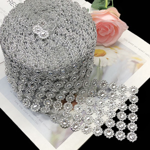 Bạc 10 yards CuộN lưới cắt tỉa nhựa Rhinestone lưới cắt tỉa may trên lưới TRIM - Product Image 2