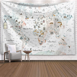 Tapisserie murale personnalisable avec logo, <span class=keywords><strong>carte</strong></span> <span class=keywords><strong>du</strong></span> <span class=keywords><strong>monde</strong></span> colorée, pour la décoration intérieure, <span class=keywords><strong>carte</strong></span> vintage de l'ère de la navigation pour la chambre <span class=keywords><strong>à</strong></span> coucher - Product Image 2