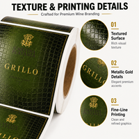 Étiquettes de bouteilles de vin vertes personnalisées, papier texturé gaufré crocodile, autocollants en rouleau auto-adhésifs avec feuille d'or