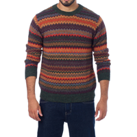 Pull en tricot côtelé à col rond classique pour homme, à manches longues, en jacquard