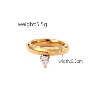 Anillo de diamantes de moda de lujo para mujer, anillos llamativos de acero inoxidable, joyería chapada en oro de 18 quilates para mujer - Product Image 5