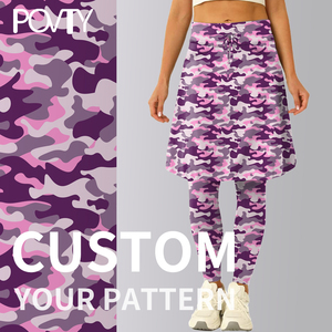 POVTY Women's Front Custom Ankle Length Tennis Skirt Leggings Knee Length Golf Sports Skorts Pants Drawstring Pocket Quick Dry - Product Image 3