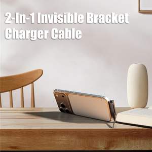 Кабель для быстрой зарядки 2-в-1 с невидимым держателем USB Type-C 240 Вт, оплетка из чистой меди, со встроенной подставкой для телефона - Product Image 4