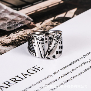 <b>Titanium</b> Steel Playing Card <b>Ring</b> For Men Fashion Hip Hop Jewelry SA1129 - Product Image 4