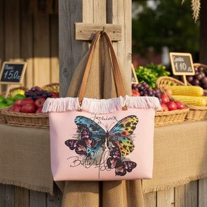 Sac fourre-tout en toile papillon grande capacité, écologique, pour femme - Meilleures ventes - Product Image 5
