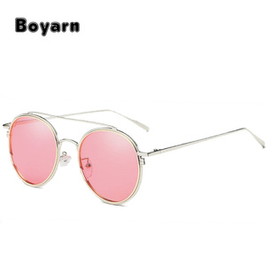 Occhiali <span class=keywords><strong>da</strong></span> Notte Polarizzati Rotondi Gialli per Donna, Occhiali <span class=keywords><strong>da</strong></span> Sole con Montatura Sottile a Doppia Asta Color Caramella per Uomo, Occhiali di Lusso di Marca W710 - Product Image 3