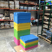 Conteneur pliable et recyclable UGET, style solide, caisse en plastique pliable avec couvercle, empilable, emboîtable, écologique