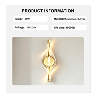 Lampe murale LED spirale créative, style nordique moderne, en aluminium, 3 températures de couleur, pour chambre à coucher, chevet, salon, éclairage d'ambiance