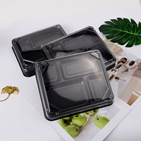 Snack Shop Restaurant Supermarché Petite Boîte À Lunch En Plastique Blister 4 Compartiments Récipient Alimentaire Jetable avec Couvercles Transparents