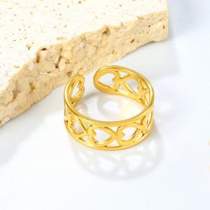 แหวนปรับขนาดได้รูปหัวใจ ดีไซน์แฟชั่นปรับแต่งได้ ชุบทอง 18K PVD บนสแตนเลสสตีล สำหรับผู้หญิง - Product Image 4