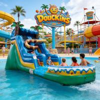 Toboggan aquatique gonflable en PVC sur le thème du crocodile tropical, respectueux de l'environnement, équipement de jeu d'aventure pour enfants, aventure en forêt, usage commercial